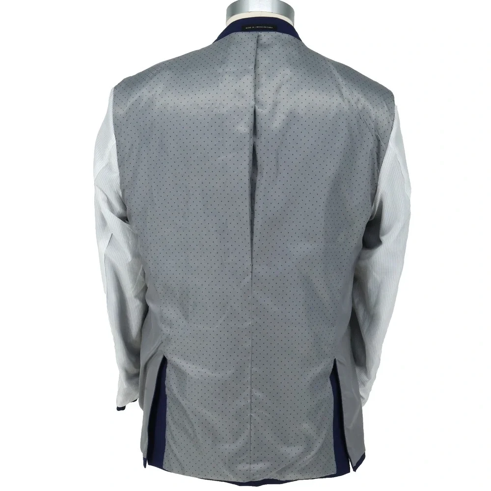Perry Ellis Portfolio Sport Coat Mens 46R Blue Jacket Blazer Slim Fit Preppy